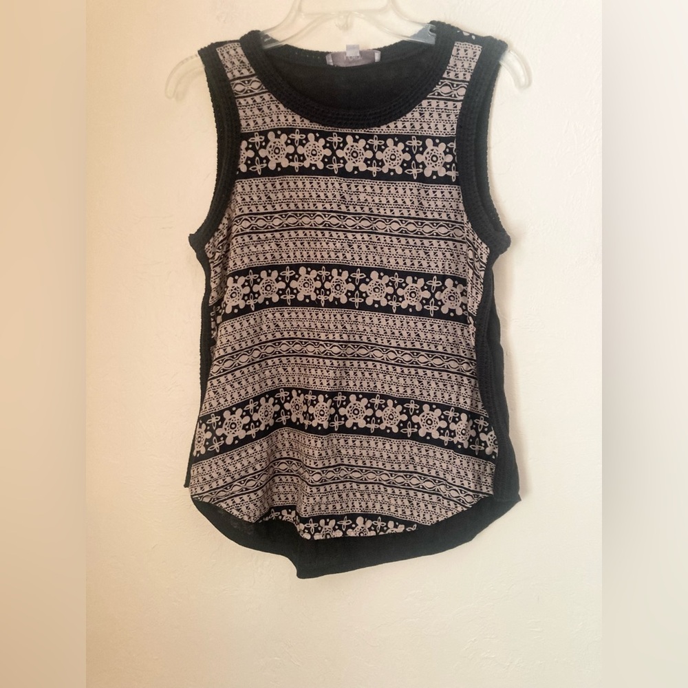 ANN TAYLOR LOFT Linen Cotton Crochet Trim Sleeveless Top Women's Size S